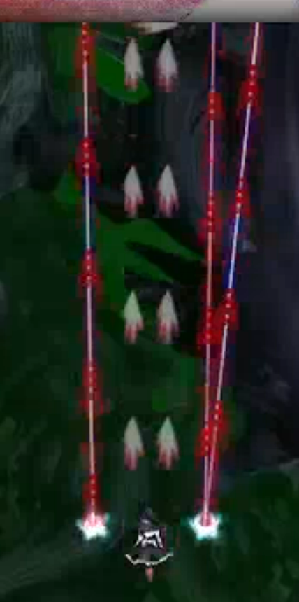A screenshot of Marisa's right-most option being weird A screenshot of Marisa firing lasers.