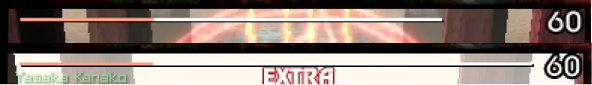 Top health bar: a prebomb was used. Bottom health bar: No prebomb was used. Two healthbars are shown that have different values.